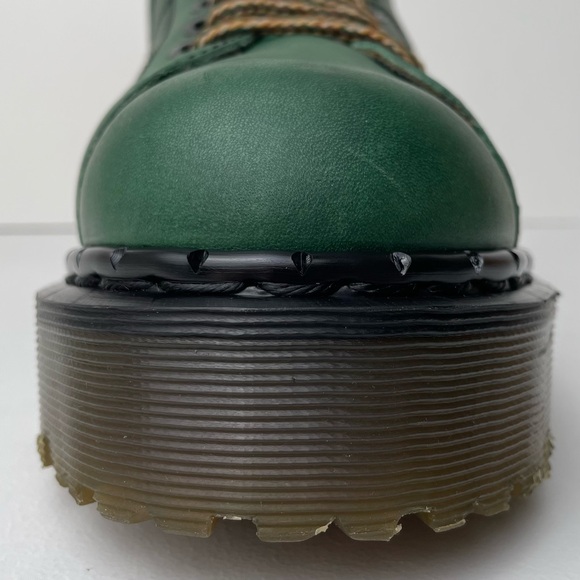 Vintage Dr. Martens England Green Greasy Platform Oxfords UK 7 - Picture 9 of 15